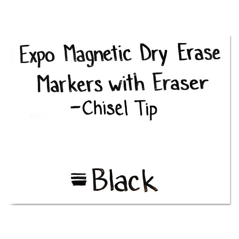 EXPO Magnetic Dry Erase Marker, Broad Chisel Tip, Black, 4/Pack