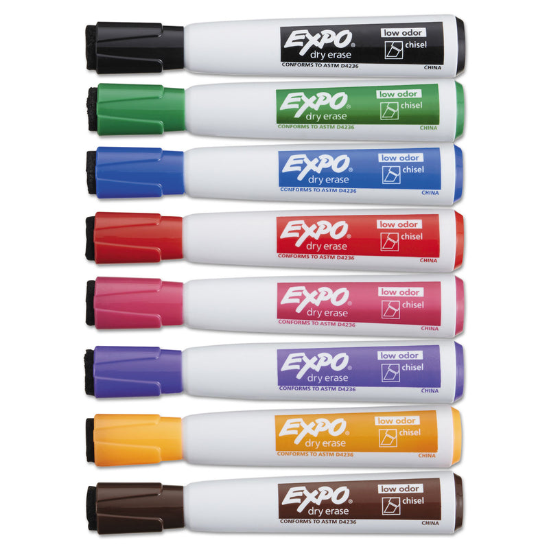 EXPO Magnetic Dry Erase Marker, Broad Chisel Tip, Assorted Colors, 8/Pack