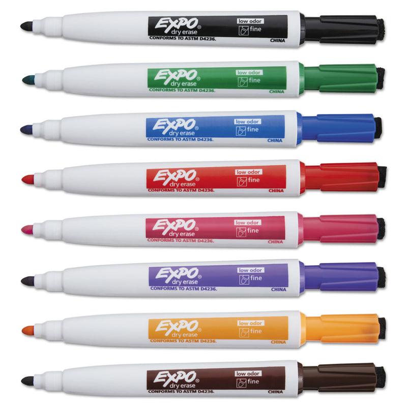 EXPO Magnetic Dry Erase Marker, Fine Bullet Tip, Assorted Colors, 8/Pack