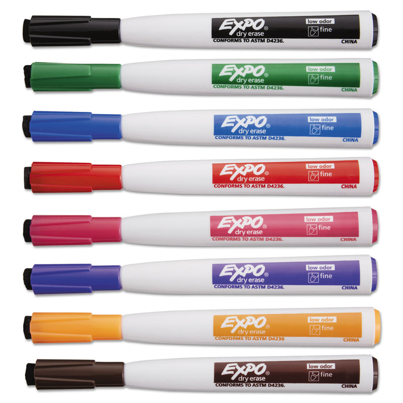EXPO Magnetic Dry Erase Marker, Fine Bullet Tip, Assorted Colors, 8/Pack
