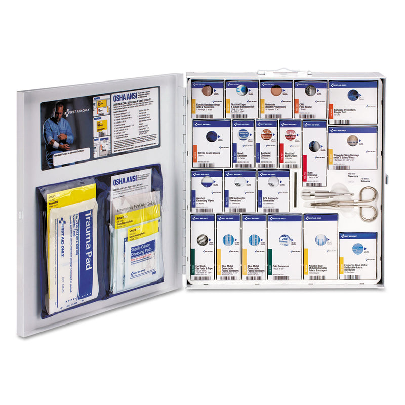 First Aid Only ANSI 2015 SmartCompliance Food Service First Aid Kit, w/o Medication, 50 People, 260 Pieces, Metal Case