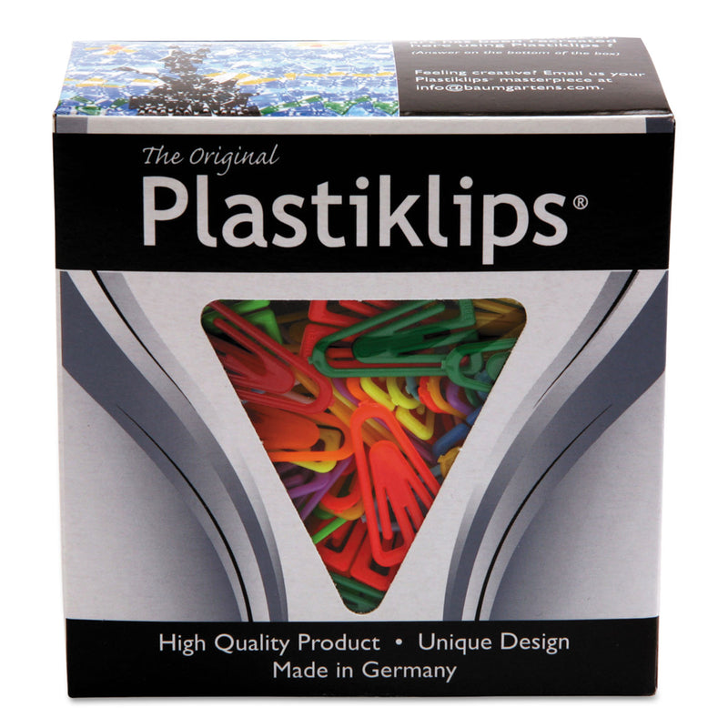 Baumgartens Plastiklips Paper Clips, Medium, Smooth, Assorted Colors, 500/Box