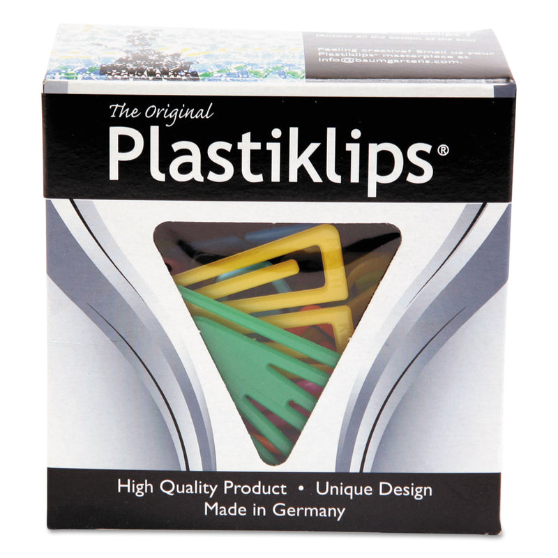 Baumgartens Plastiklips Paper Clips, Extra Large, Smooth, Assorted Colors, 50/Box