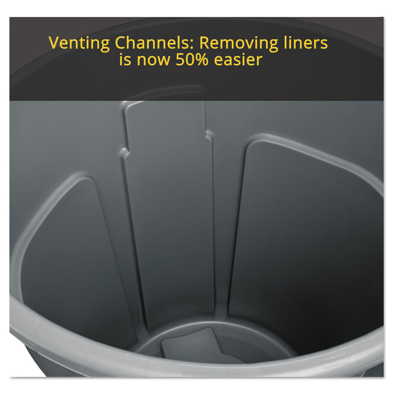 Rubbermaid Round Brute Container, Plastic, 20 gal, White