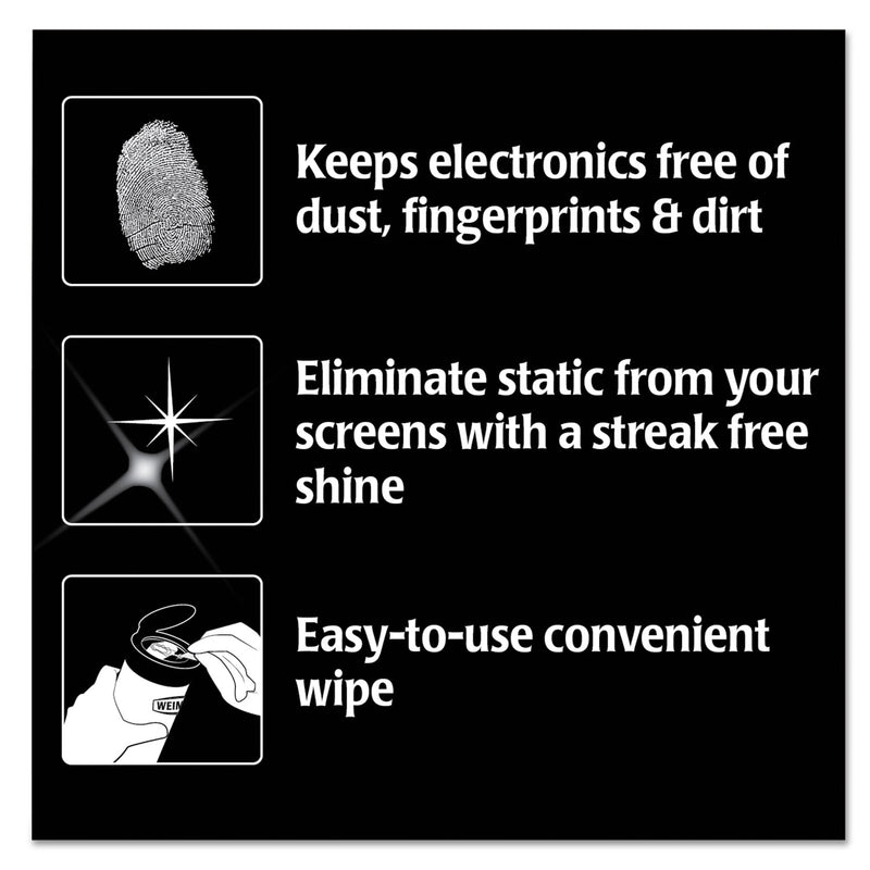 WEIMAN E-tronic Wipes, 7 x 8, White, 30/Canister