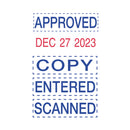Trodat Printy Economy Micro 5-in-1 Date Stamp, Self-Inking, 1" x 0.75", Blue/Red