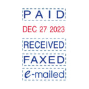 Trodat Printy Economy Micro 5-in-1 Date Stamp with Text Plates, Self-Inking, 1" x 0.75", Blue/Red