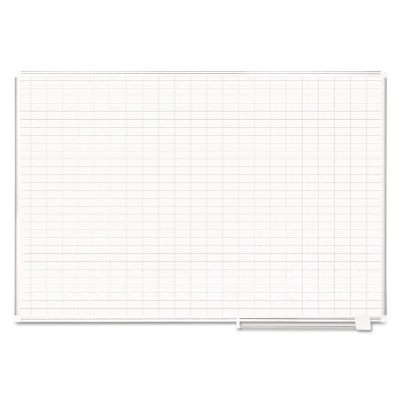 MasterVision Gridded Magnetic Porcelain Planning Board, 1 x 2 Grid, 72 x 48, Aluminum Frame