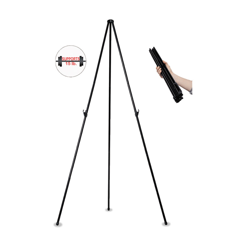 MasterVision Instant Easel, 61.5" High, Black, Steel, Heavy-Duty