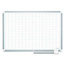MasterVision Grid Planning Board w/ Accessories, 1 x 2 Grid, 36 x 24, White/Silver
