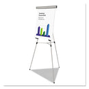 MasterVision Telescoping Tripod Display Easel, Adjusts 35" to 64" High, Metal, Silver