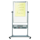 MasterVision Magnetic Reversible Mobile Easel, Vertical Orientation, 35.4" x 47.2", Board, 80" Tall Easel, White/Silver