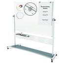 MasterVision Magnetic Reversible Mobile Easel, Horizontal Orientation, 70.8" x 47.2" Board, 80" Tall Easel, White/Silver