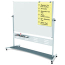MasterVision Magnetic Reversible Mobile Easel, Horizontal Orientation, 70.8" x 47.2" Board, 80" Tall Easel, White/Silver