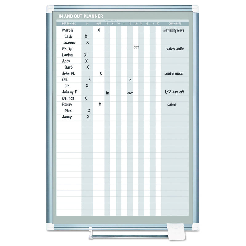 MasterVision In-Out Magnetic Dry Erase Board, 24x36, Silver Frame