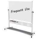 MasterVision Magnetic Reversible Mobile Easel, Horizontal Orientation, 70.8" x 47.2" Board, 80" Tall Easel, White/Silver