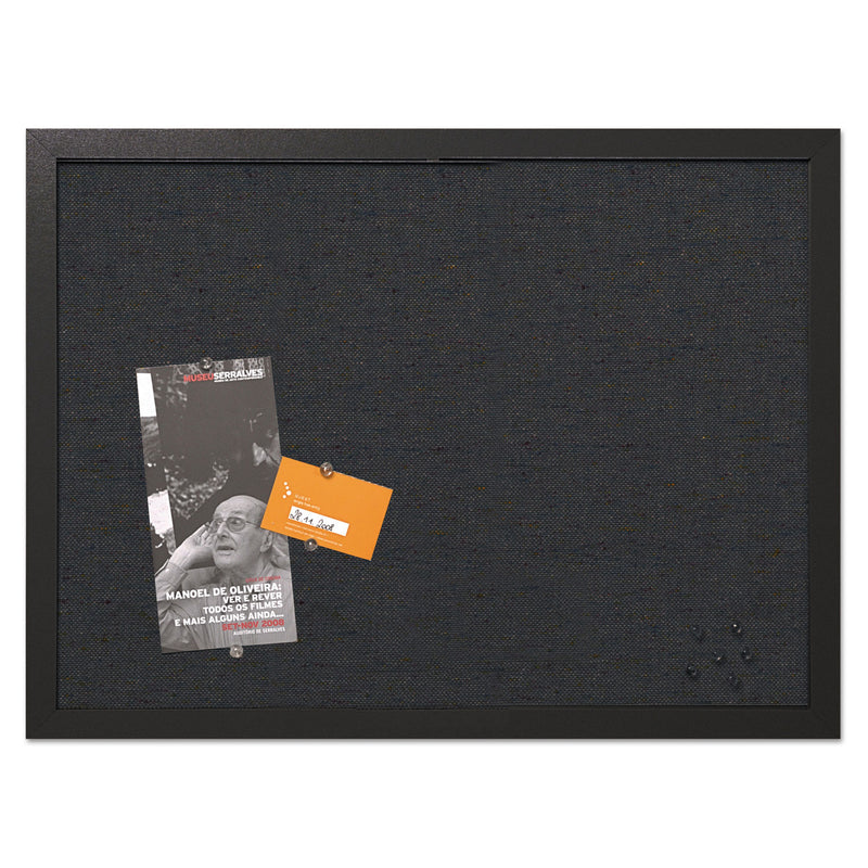 MasterVision Designer Fabric Bulletin Board, 24 x 18, Black Fabric/Black Frame
