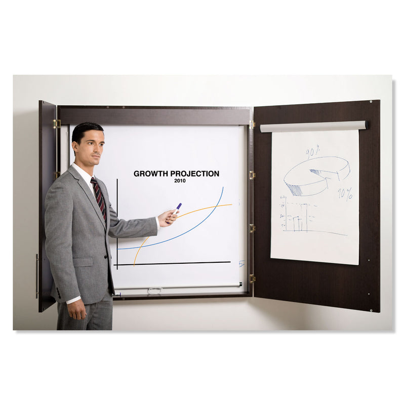 MasterVision Conference Cabinet, Porcelain Magnetic, Dry Erase, 48 x 48, Ebony