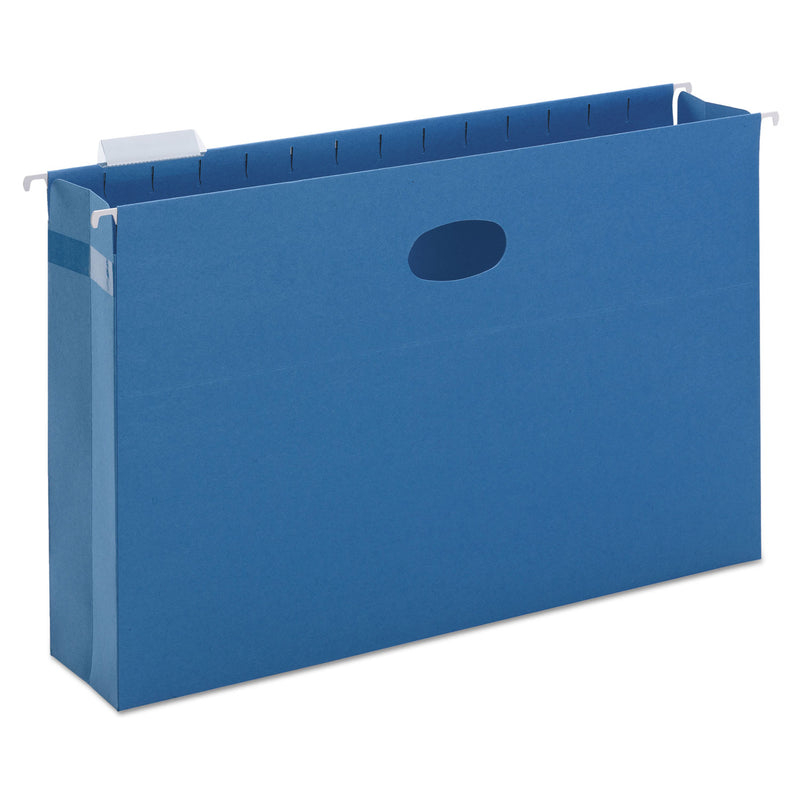 Smead Hanging Pockets with Full-Height Gusset, 1 Section, 3" Capacity, Legal Size, 1/5-Cut Tabs, Sky Blue, 25/Box