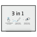 MasterVision Interactive Magnetic Dry Erase Board, 90 x 52 7/10 x 4 1/5, White/Black Frame