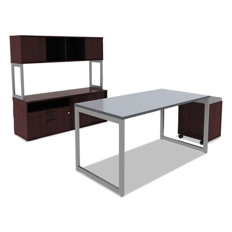 Alera Open Office Desk Series Hutch, 59w x 15d x 36.38h, Mahogany