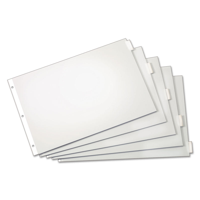 Cardinal Paper Insertable Dividers, 5-Tab, 11 x 17, White, Clear Tabs, 1 Set