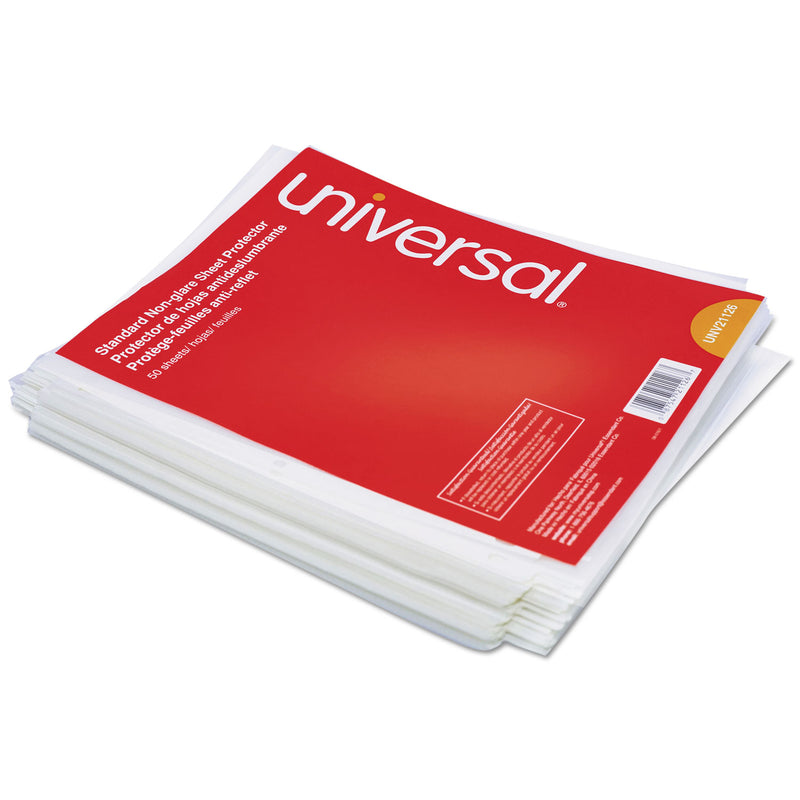 Universal Top-Load Poly Sheet Protectors, Std Gauge, Nonglare, Clear, 50/Pack