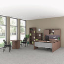 Alera Sedina Series Hutch with Sliding Doors, 66w x 15d x 42.5h, Modern Walnut