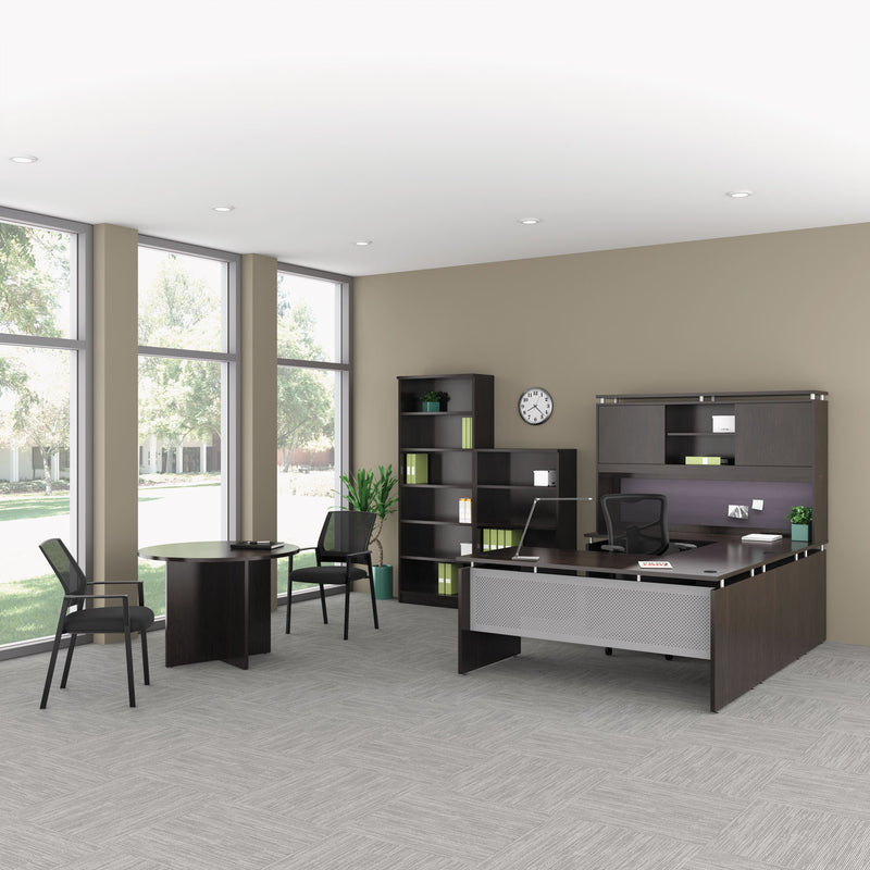 Alera Sedina Series Hutch with Sliding Doors, 66w x 15d x 42.5h, Espresso