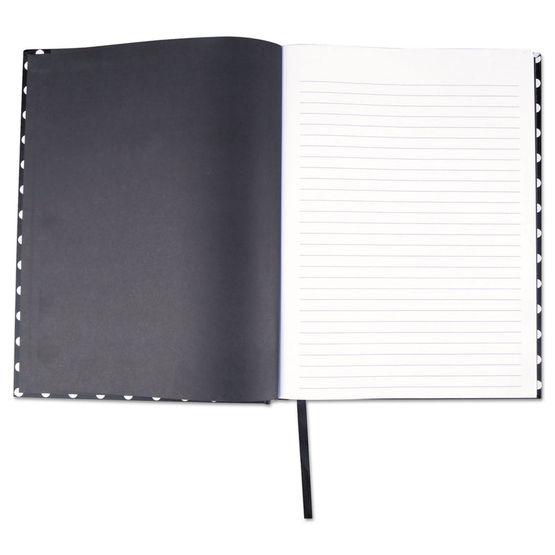 Universal Casebound Hardcover Notebook, 1 Subject, Wide/Legal Rule, Black/White Cover, 10.25 x 7.63, 150 Sheets