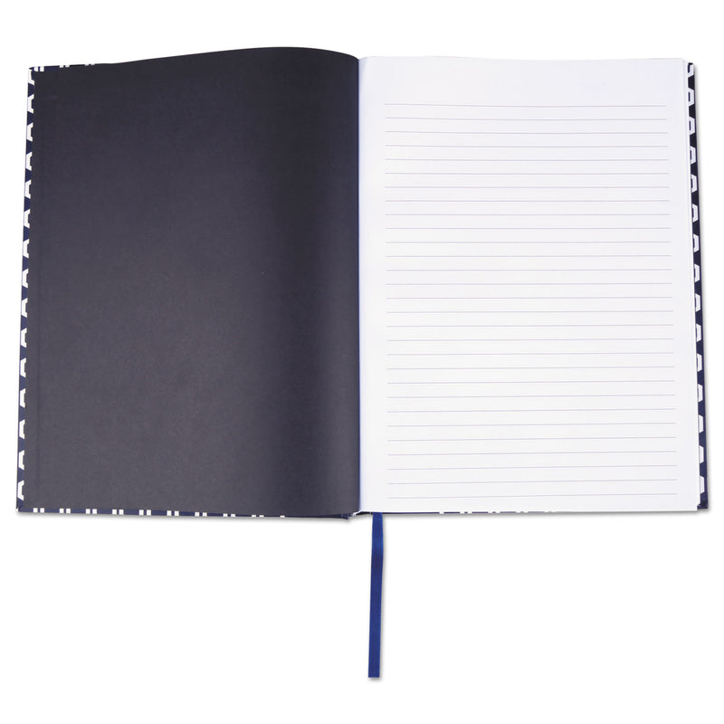 Universal Casebound Hardcover Notebook, 1 Subject, Wide/Legal Rule, Dark Blue/White Cover, 10.25 x 7.63, 150 Sheets
