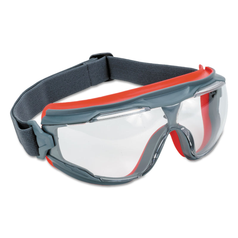 3M GoggleGear 500Series Safety Goggles, Anti-Fog, Red/Gray Frame, Clear Lens,10/Ctn