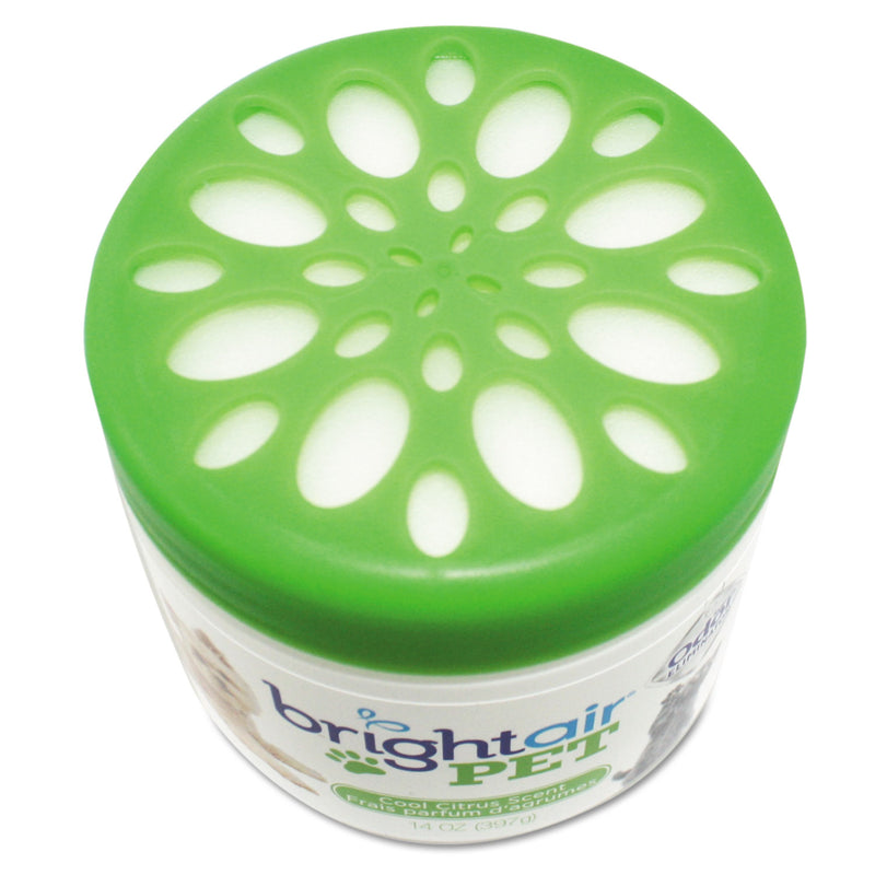 BRIGHT Air Pet Odor Eliminator, Cool Citrus, 14 oz Jar, 6/Carton