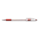 Pentel R.S.V.P. Ballpoint Pen, Stick, Medium 1 mm, Red Ink, Clear/Red Barrel, Dozen