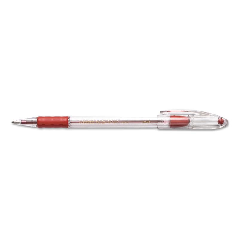 Pentel R.S.V.P. Ballpoint Pen, Stick, Medium 1 mm, Red Ink, Clear/Red Barrel, Dozen