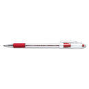 Pentel R.S.V.P. Ballpoint Pen, Stick, Fine 0.7 mm, Red Ink, Clear/Red Barrel, Dozen