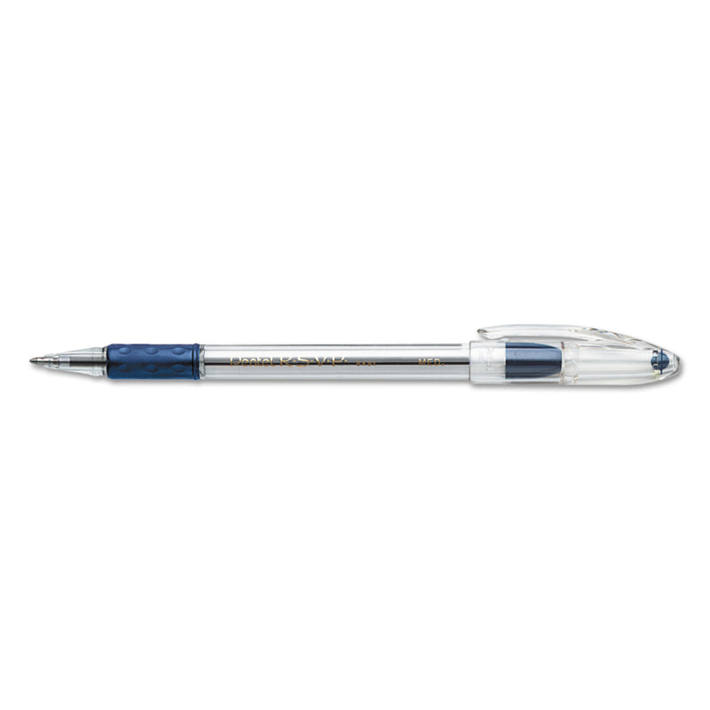 Pentel R.S.V.P. Ballpoint Pen, Stick, Medium 1 mm, Blue Ink, Clear/Blue Barrel, Dozen