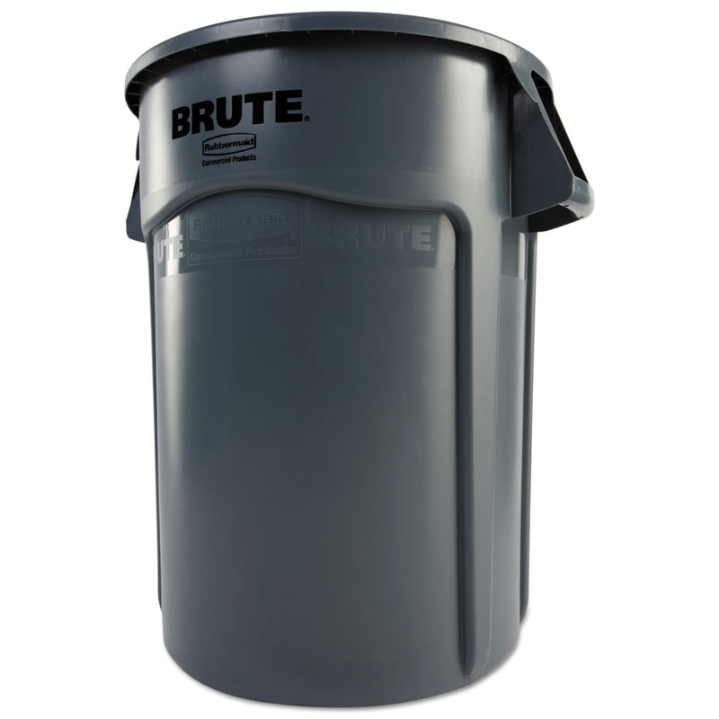 Rubbermaid Brute Vented Trash Receptacle, Round, 44 gal, Gray