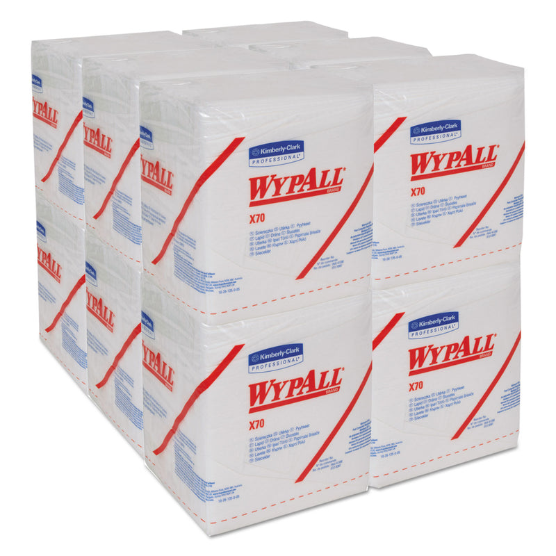WypAll X70 Cloths, 1/4 Fold, 12.5 x 12, White, 76/Pack, 12 Packs/Carton