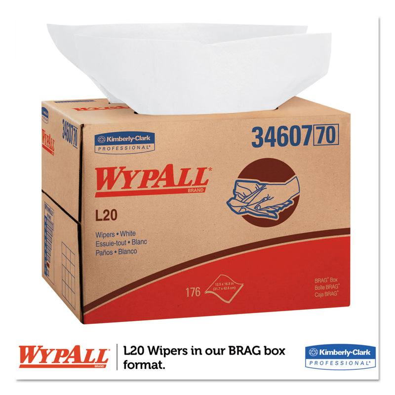 WypAll L20 Towels, BRAG Box, Multi-Ply, 12.5 x 16.8, White, 176/Box
