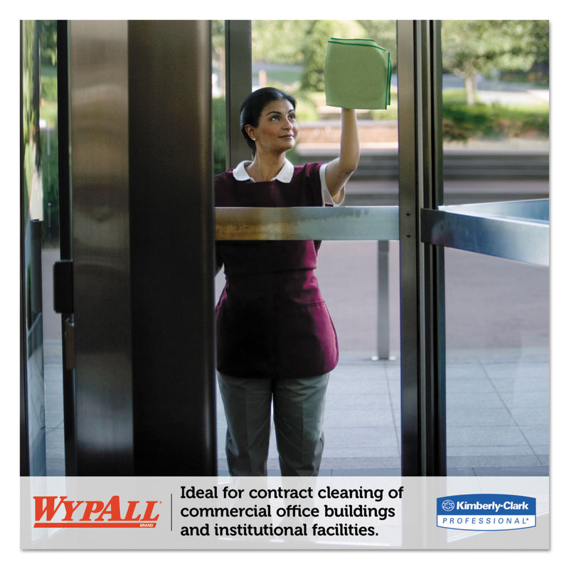 WypAll Microfiber Cloths, Reusable, 15.75 x 15.75, Green, 24/Carton