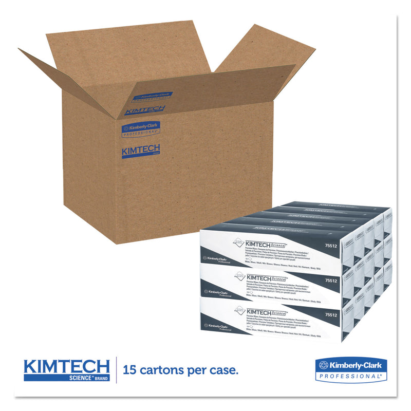 Kimtech Precision Wipers, POP-UP Box, 1-Ply, 11.8 x 11.8, White, 196/Box, 15 Boxes/Carton