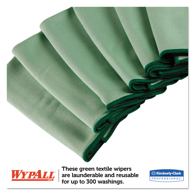WypAll Microfiber Cloths, Reusable, 15.75 x 15.75, Green, 24/Carton