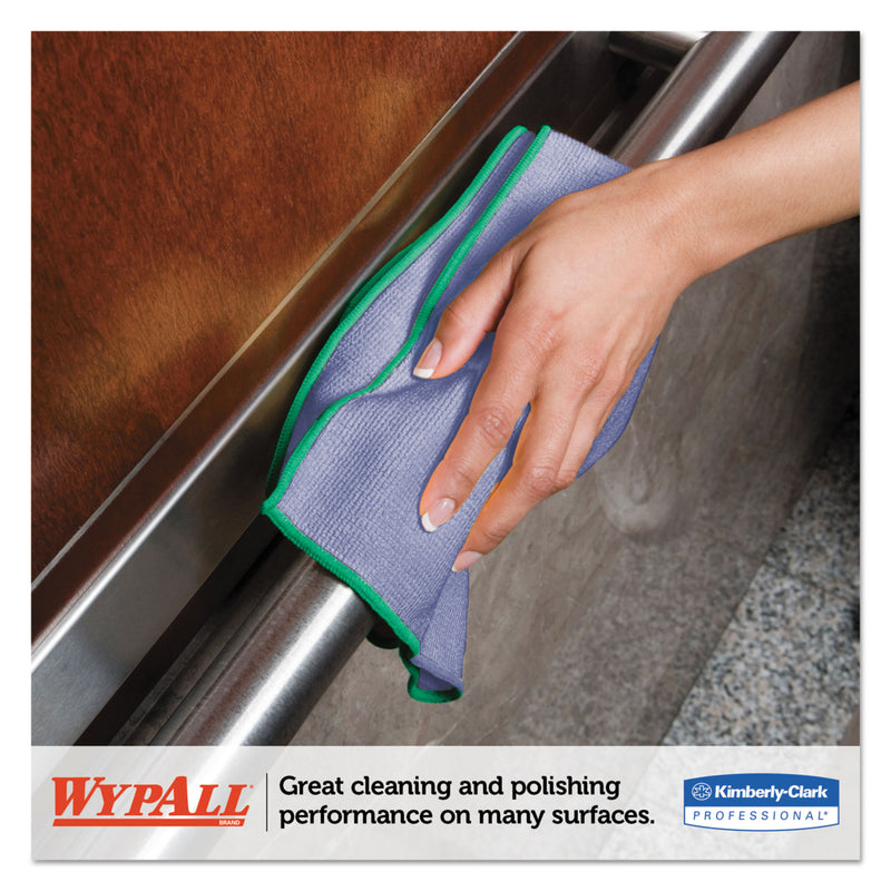 WypAll Microfiber Cloths, Reusable, 15.75 x 15.75, Blue, 24/Carton