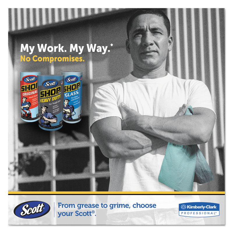 Scott Shop Towels, Standard Roll, 1-Ply, 9.4 x 11, Blue, 55/Roll, 12 Rolls/Carton