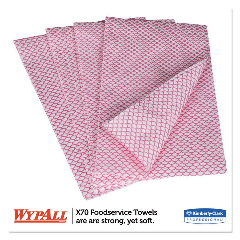 WypAll X70 Wipers, 12.5 x 23.2, Red, 300/Carton