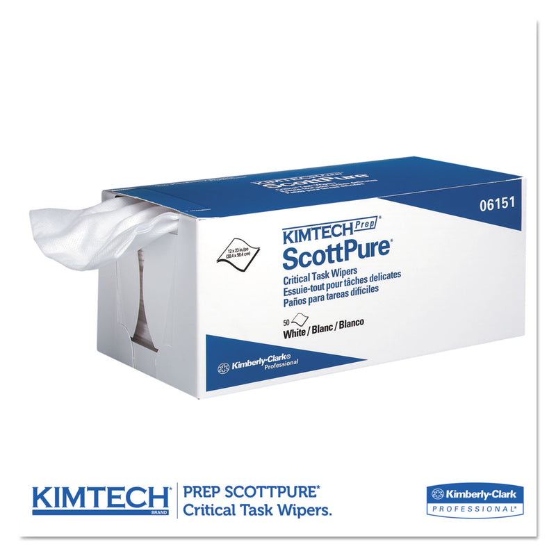 Kimtech SCOTTPURE Critical Task Wipers, 12 x 23, White, 50/Box, 8 Boxes/Carton
