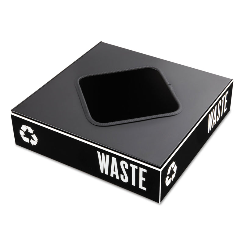 Safco Public Square Recycling Container Lid, Square Opening, 15.25w x 15.25d x 2h, Black