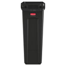 Rubbermaid Slim Jim Receptacle with Venting Channels, Rectangular, Plastic, 23 gal, Black
