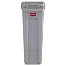 Rubbermaid Slim Jim Receptacle with Venting Channels, Rectangular, Plastic, 23 gal, Gray